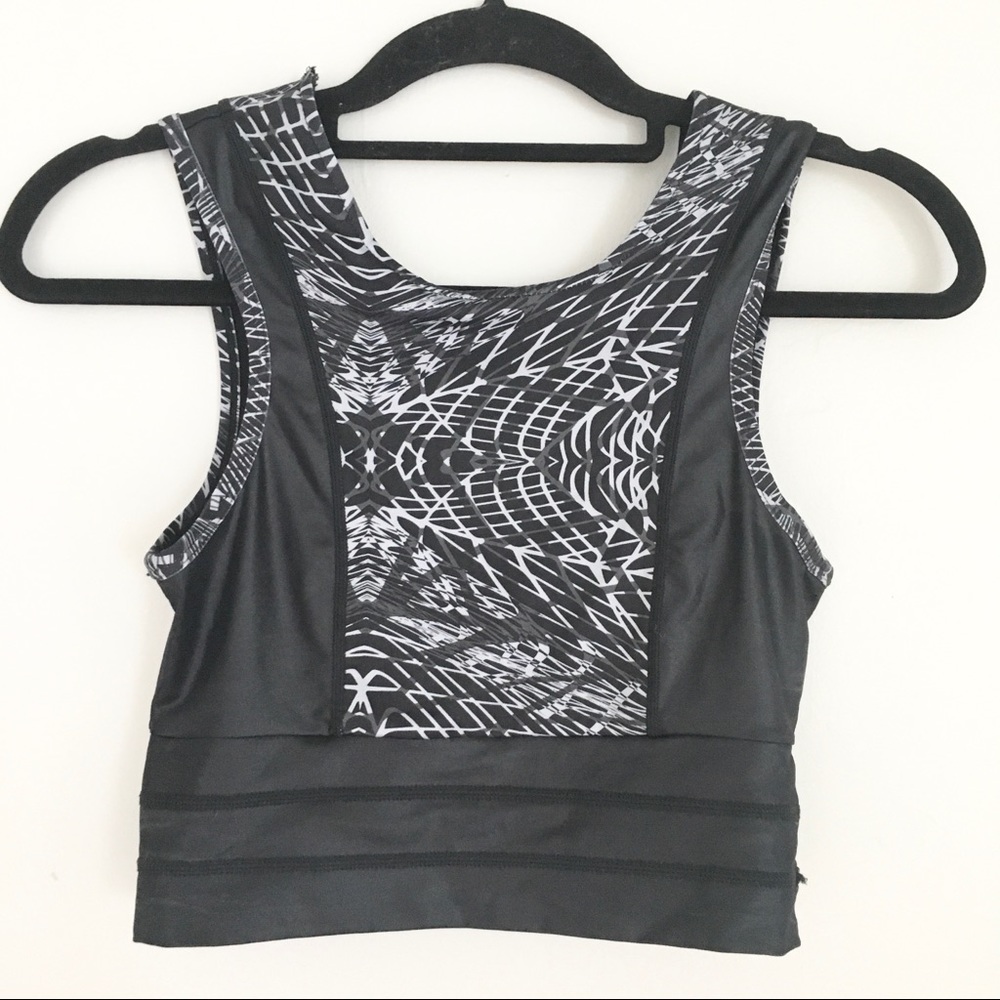 90 Degree by Reflex Black Faux Leather Sports Bra